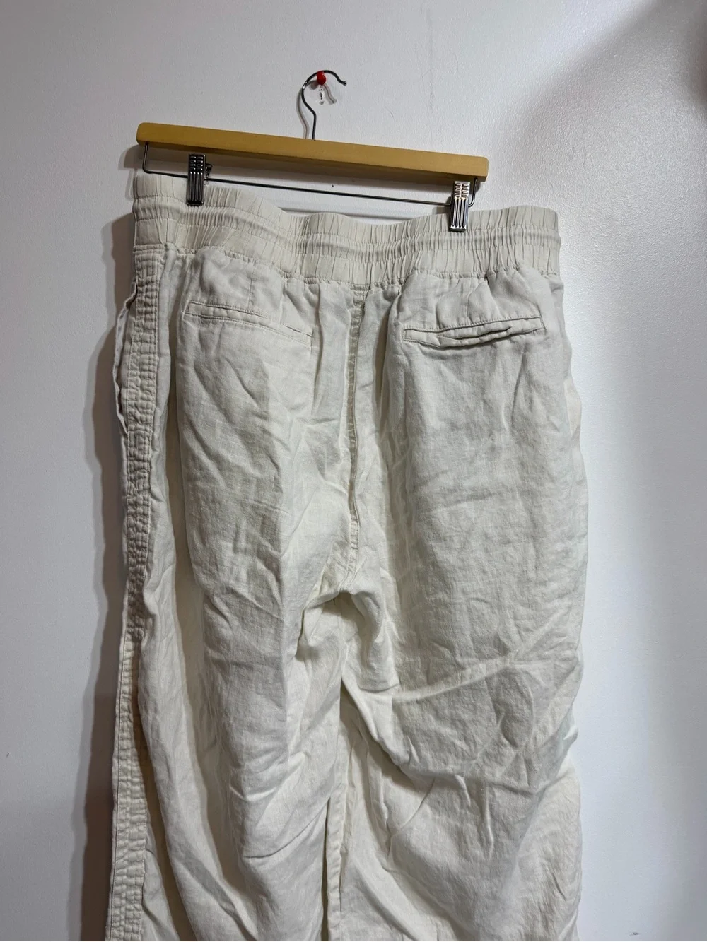 Quince 100% European Linen Wide-Leg Pull-On Pants Cream Off White XL